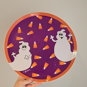 Vintage Halloween Citrus Grove Melamine Ghost Candy Corn Serving Tray 90s